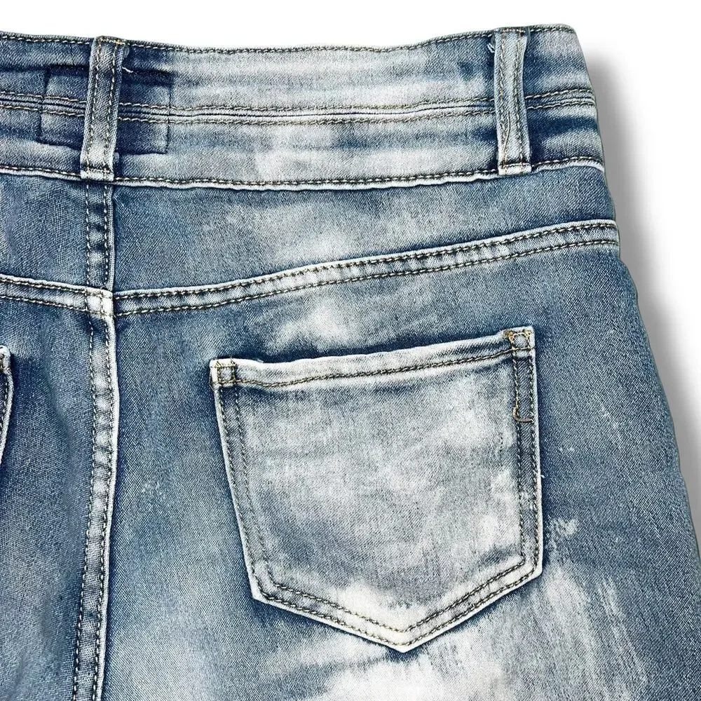 DAZL Womens Denim Blue Jean Shorts Acid Wash Distressed Size 7
